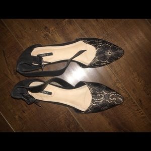 Black and Tan flats with lace pattern